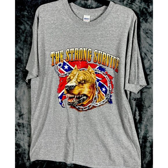 Glidden Other - The Strong Survive Men’s T-shirt Gray American Pit Bull Patriotic Shirt